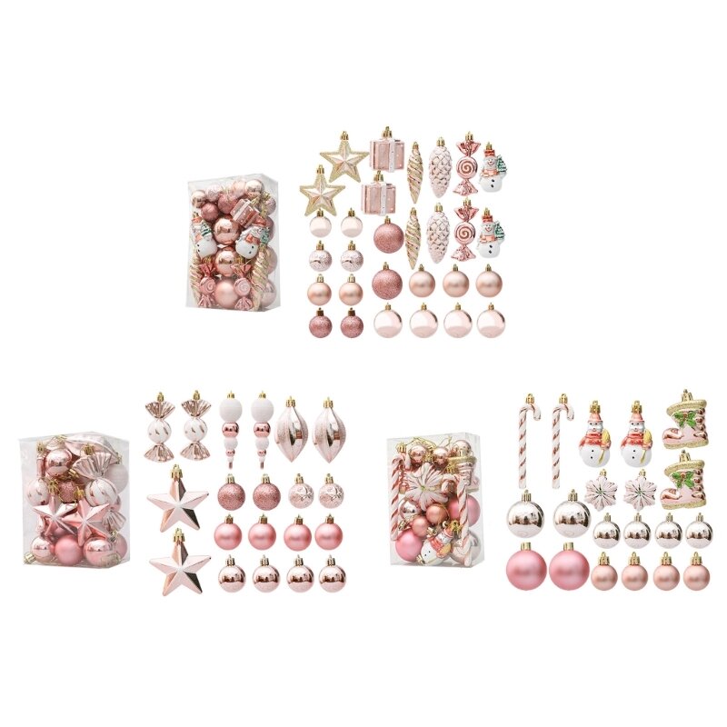 Праздничный набор украшений для елки из розового золота, шары, подвески со звездами, праздничный декор, 270F
