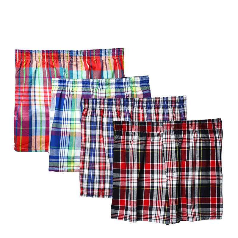 5 pçs roupa interior dos homens boxers shorts casuais algodão dormir cuecas qualidade xadrez solto confortável homewear listrado seta calcinha
