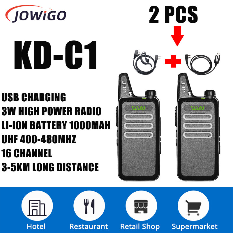 2pcs KD-C1 3w 400-470mhz uhf walkie talkie kinderspiel zeug radio für wilde jagd hotels restaurants ktv bar reise