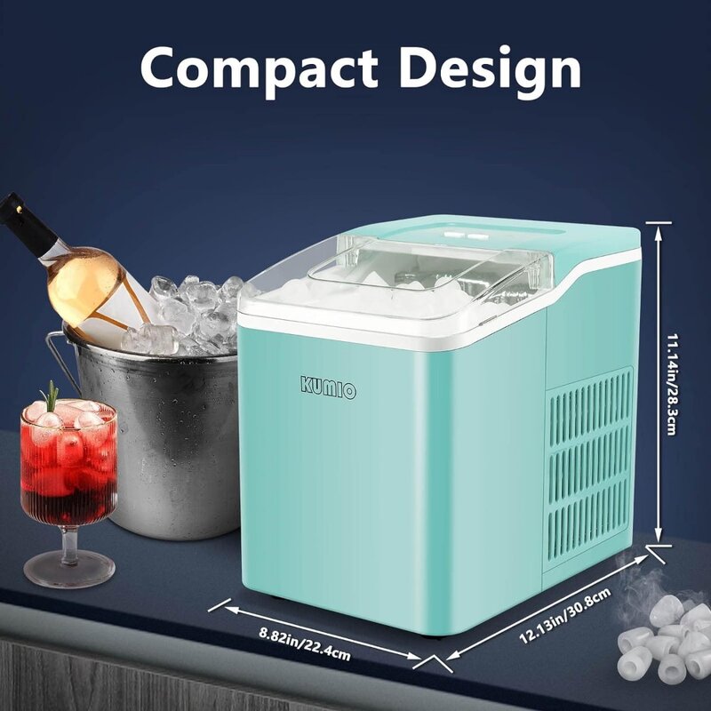 Self-Cleaning Ice Maker, máquina de gelo portátil com Ice Scoop e cesta, azul, 26,5 lbs, 24 hrs