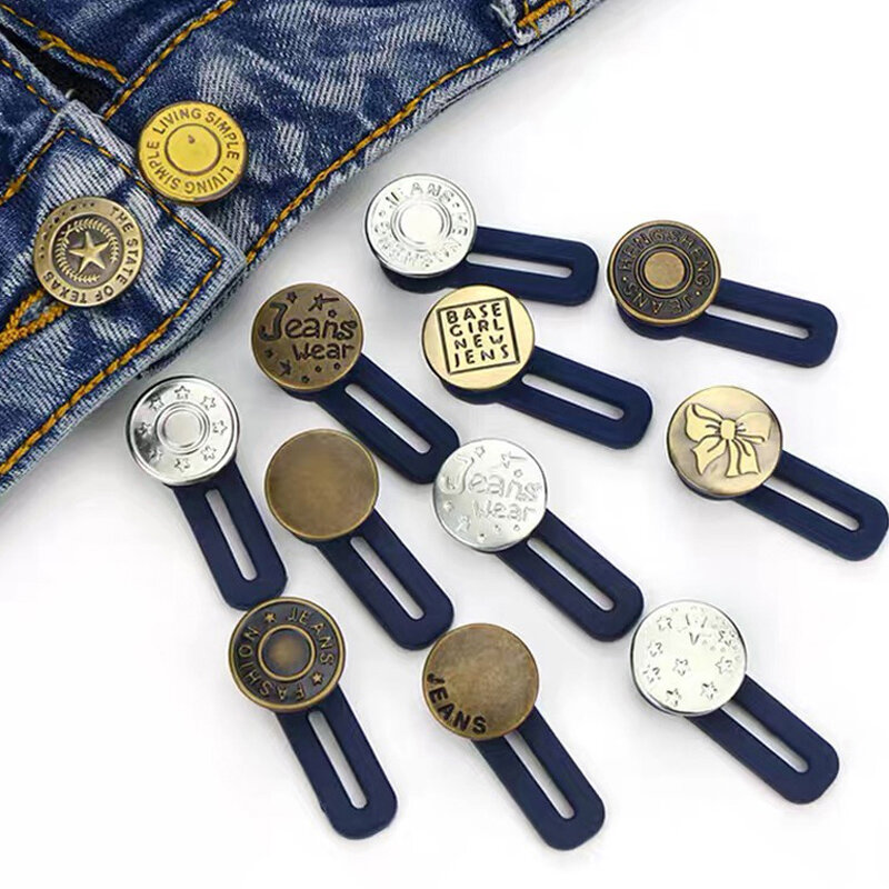 1/5/10 pçs metal fivela extensor para calças jeans costura livre ajustável retrátil cintura botão extensores cintura expansor