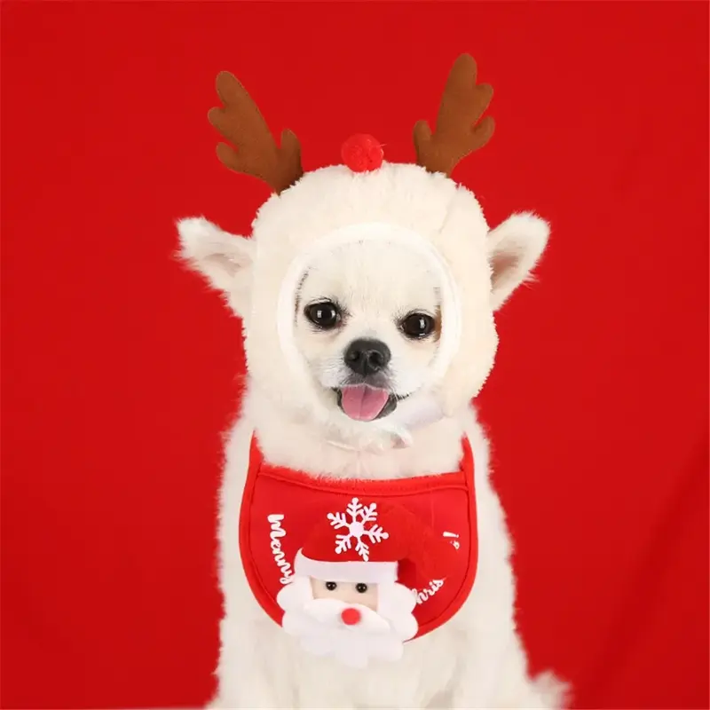 Bandana con sombrero de Papá Noel para perro, pañuelo triangular, traje de Navidad para perros pequeños, medianos y grandes, novedad de 2024