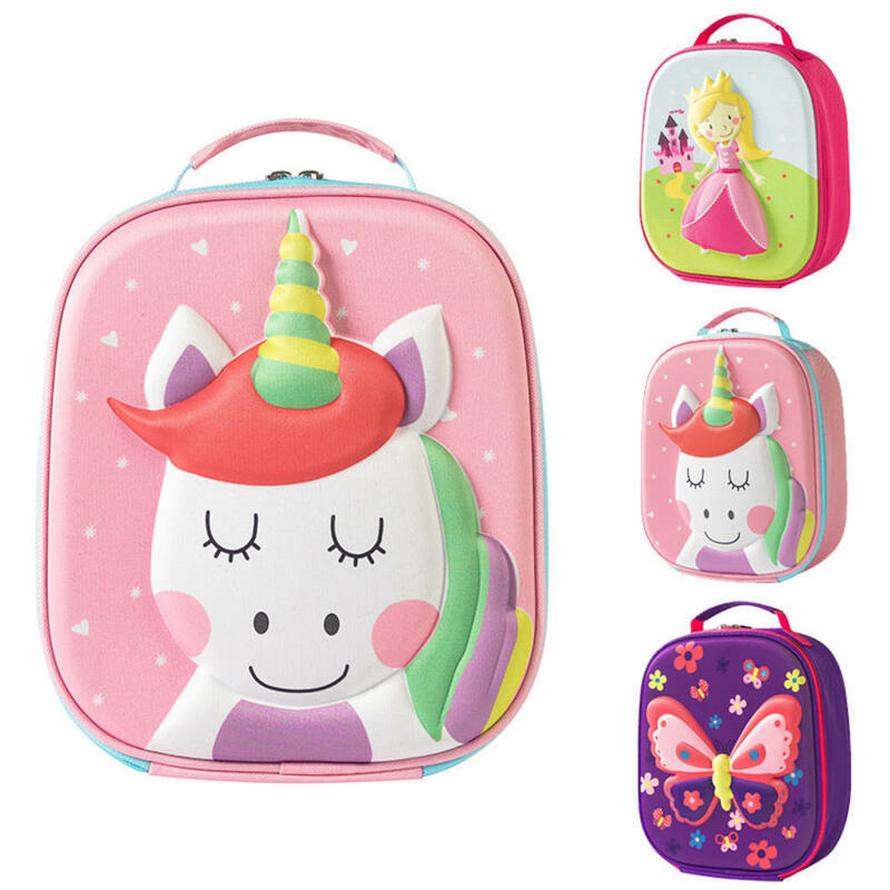 Fiambrera de unicornio Kawaii para niños y niñas, bolsa de almuerzo impermeable con aislamiento escolar, bolsa de mano con bolsa de Almuerzo
