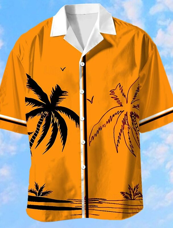 AMP-Chemise hawaïenne à manches courtes pour hommes, col de camp, chemise graphique, rue décontractée, mode de créateur hawaïen, été