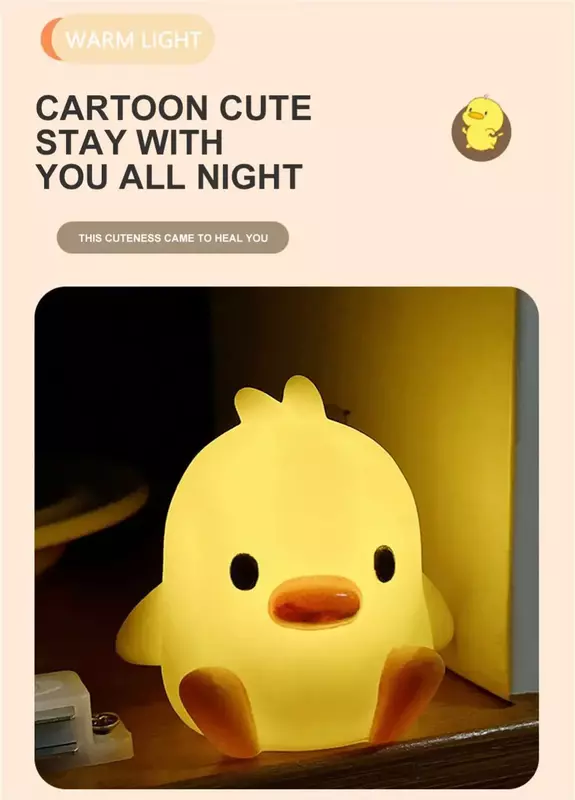 Duck Night Light Bedroom Decoration Cute Cartoon Animal Night Light Christmas Gifts For Kids Room Bedside Sleeping Lamp