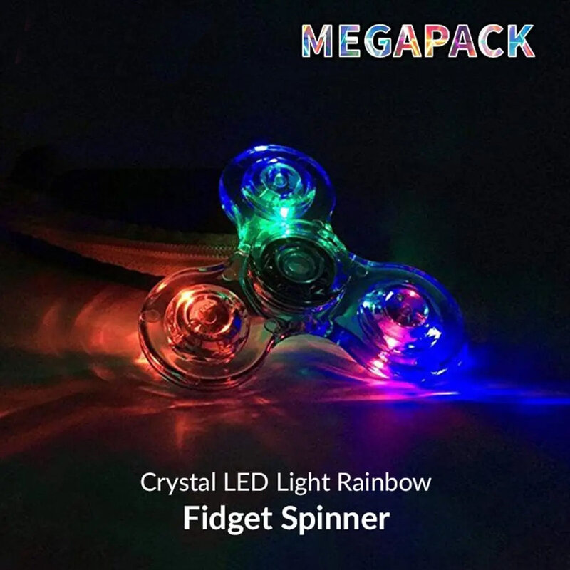 Crystal Luminous LED Light Fidget Spinner Hand Top Spinners Glow in Dark EDC Stress Relief Toys Kinetic Gyroscope For Children