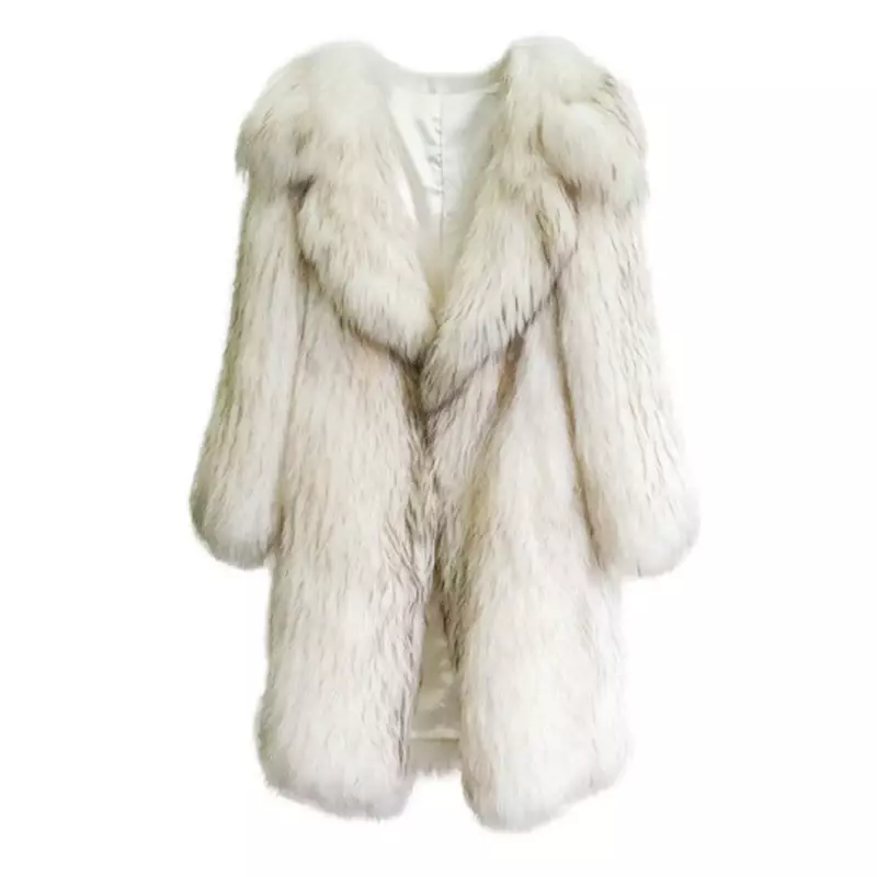 QNPQYX-معطف فرو الثعلب المقلد للنساء ، فرو صناعي طويل ، معطف الراكون الدافئ ، سترة واقية كبيرة الحجم ، الترفيه ، الشتاء ، جديد