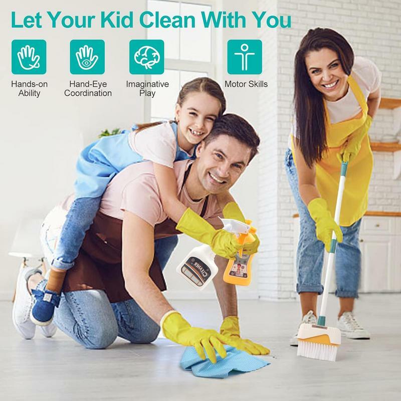 Набор для уборки игрушек для малышей, 12 шт., набор для уборки детей с метлой, пылесборником, шваброй, щеткой, распылителем, скребком, набор для уборки, игровая игрушка для дома