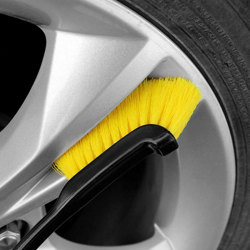 Auto Wheel Detailing Brush Long Handle Car Wheel tire Hub Cleaning Brush Nylon Bristles Automotive Tire Rim Stain Removal Brush