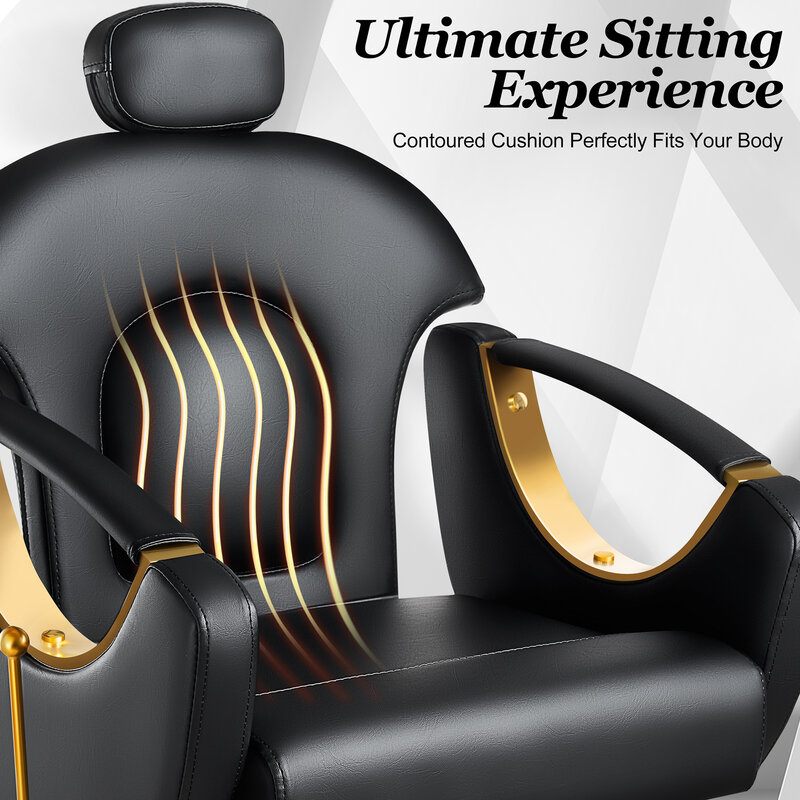 Barber Chair Reclining Hair Salon Chair, All-Purpose Salon Chair for Hair Stylist, 360 Degrees Rolling Swivel Styling Chair