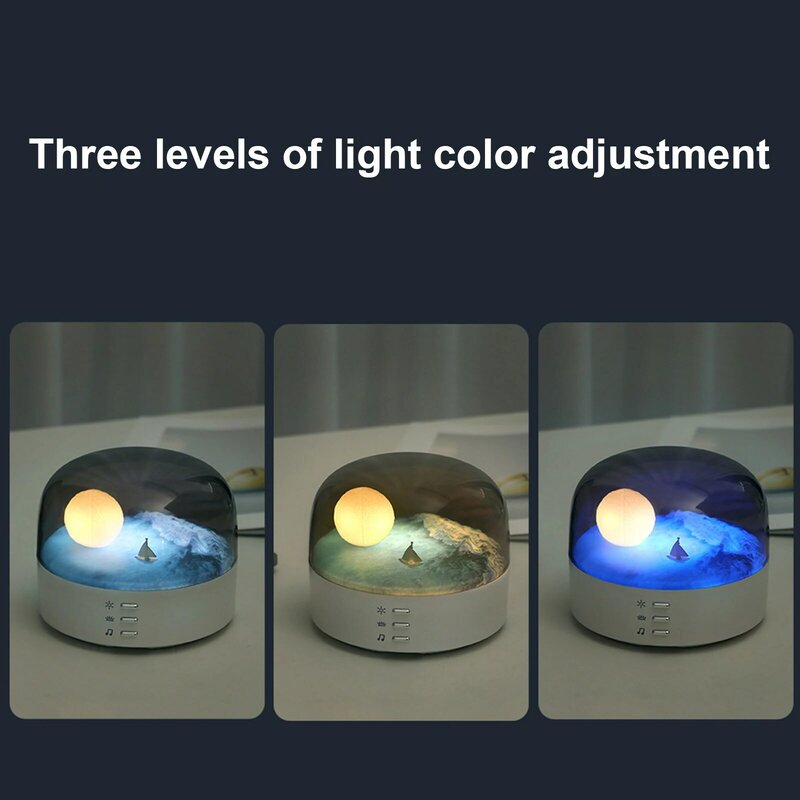 Bedroom Night Light Moon Landscape Novelty Light Bluetooth Audio Rechargeable Dimmable Ambient Table Lamp for Home Decorations