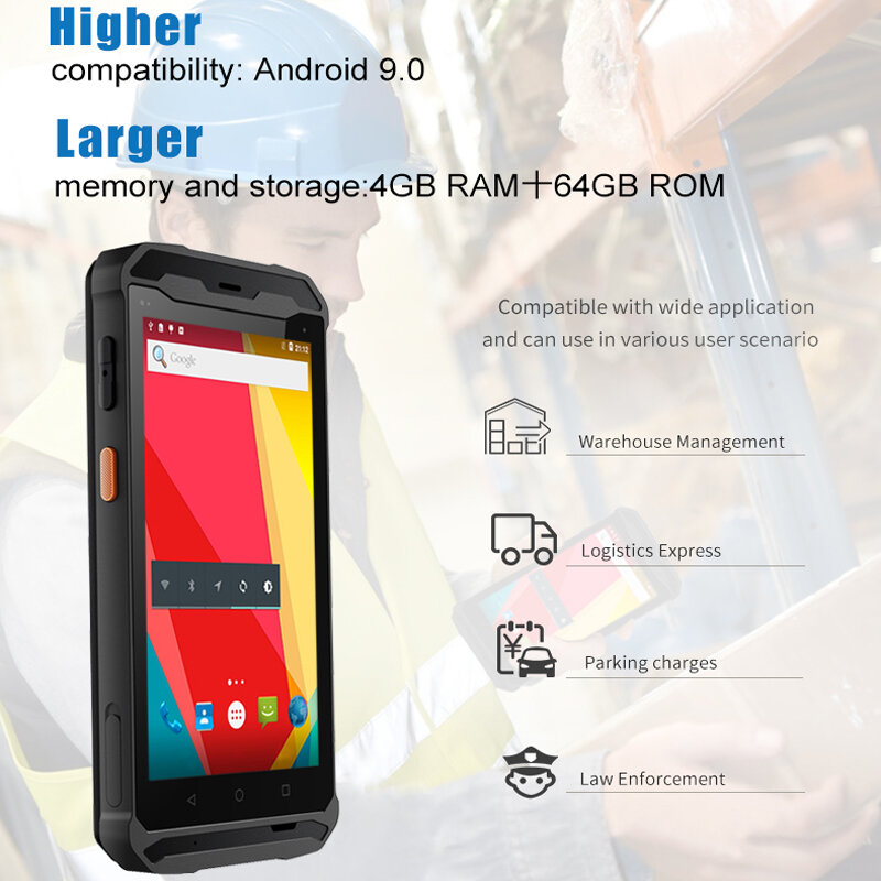 5.5 wytrzymały Android Termina 4GB pamięci RAM 64G ROM 2D skaner kodów kreskowych IP67 Google Play przenośne kolektory danych PDA-5502