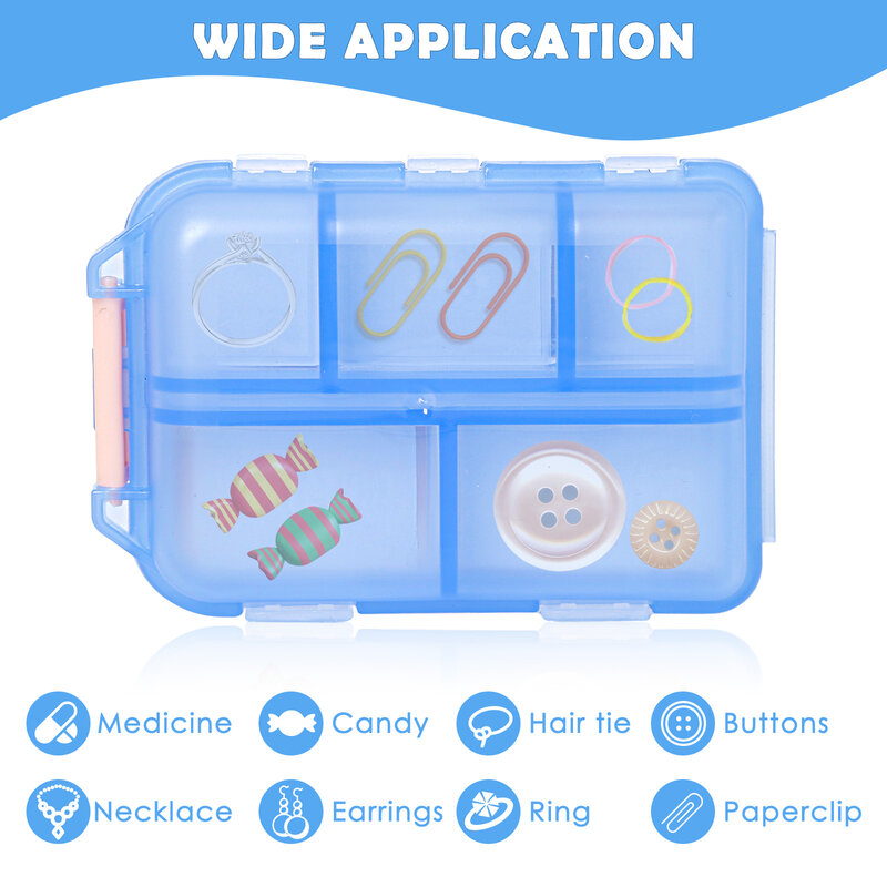 Mini Pill Box with 175 Labels, Pill Case, Health Medicine Organizer, Fornecimento de Viagem, 10 Compartimentos, Recipiente de Armazenamento