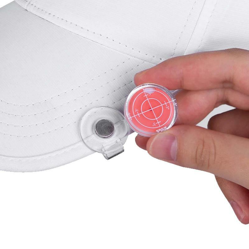 Marcador de pelota de lectura de nivel de Putting de pendiente de Golf, acoplable en zapatos de cinturón o sombrero con el Clip equipado, dos colores rosa y azul