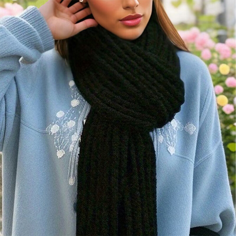 New Design Thick Knitted Scarf for Women Fashion Winter Warm Cashmere Scarves Neckercheif Lady Korean Style Neck Tie Bandana