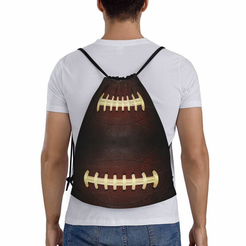 Sacos de cordão vintage personalizados para homens e mulheres, Esportes e Ginásio Mochila De Armazenamento, Rugby Ball Stitching