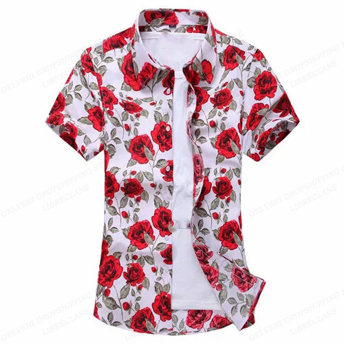 Chemises hawaïennes à fleurs pour hommes, chemisier à manches courtes, col rabattu, vêtements à revers décontractés, mode estivale