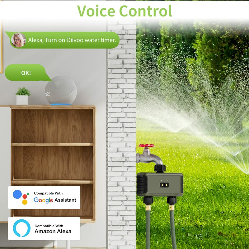 Diovoo-controlador automático de riego por goteo para jardín, válvula de agua con temporizador, Wifi, 1/2/3 zonas