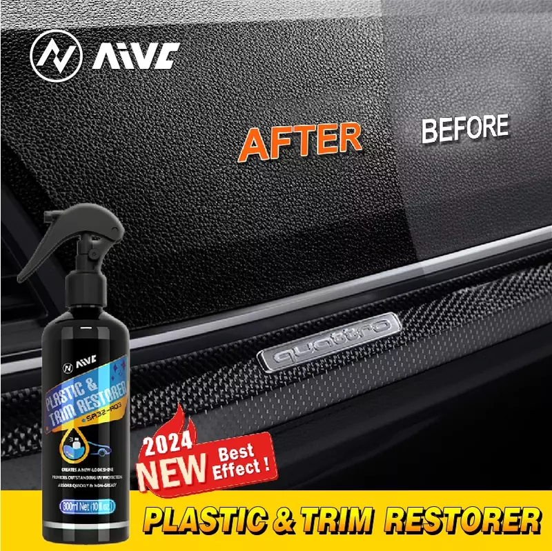 AIVC-restaurador de plástico para coche, limpiador de cuero pulido, Spray de espalda a negro brillante, renovador de plástico Interior de larga duración, elimina las manchas