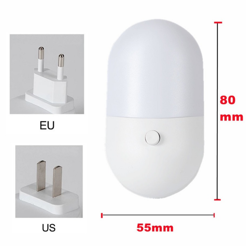 Phlanp – veilleuse LED à économie d'énergie, lampe à douille d'alimentation enfichable, éclairage d'intérieur, lampe de chevet de chambre à coucher, bicolore US/EU