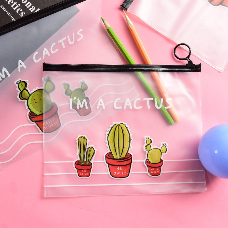 1pc Cartoon Cactus A5 File Bag Office File Folder School Pencil Storage Case cancelleria forniture per ufficio 21.2*17.1cm