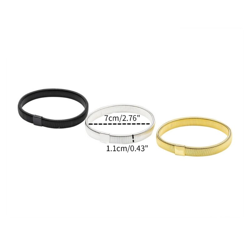2 buah/set gelang lengan elastis gelang logam multiwarna untuk hadiah perhiasan dewasa