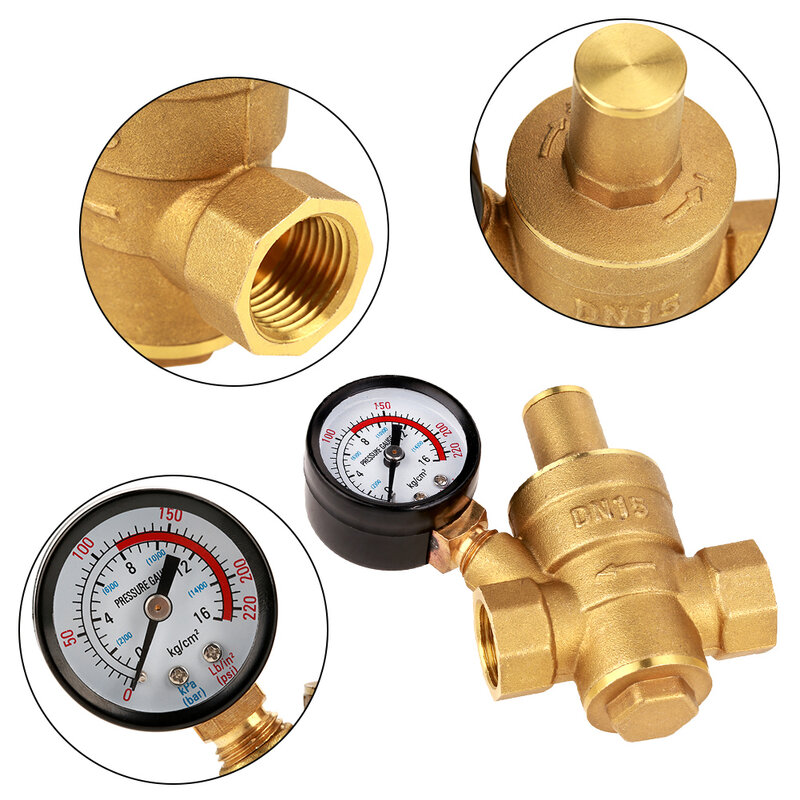 Druckregler Messing dn15 Wasserdruck regler npt 1/2 "einstellbares Regelventil für Überdruck messer