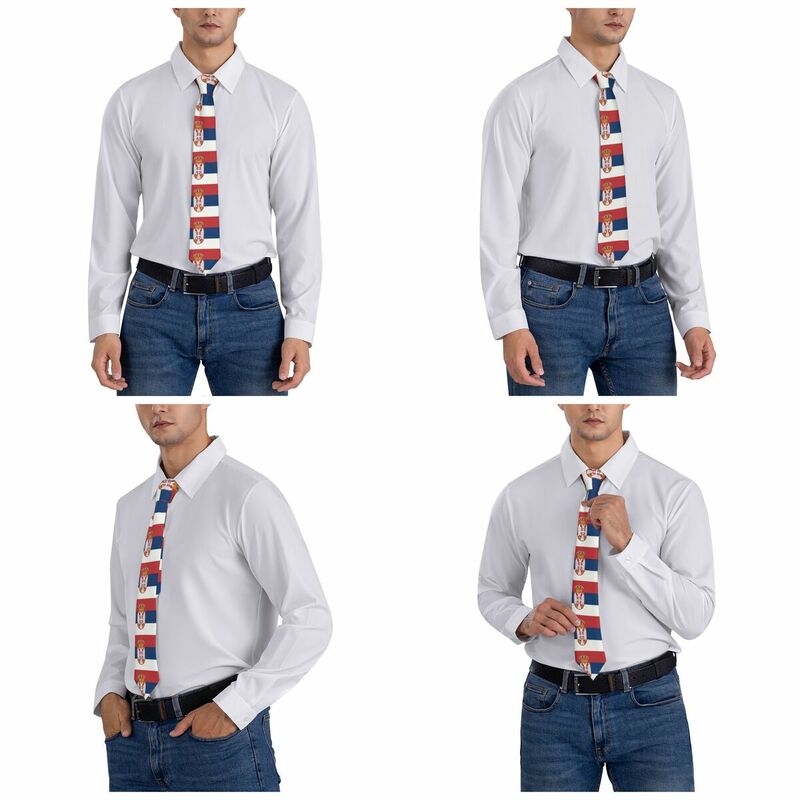 Formal Serbia Flag Tie for Business Custom Men Neckties