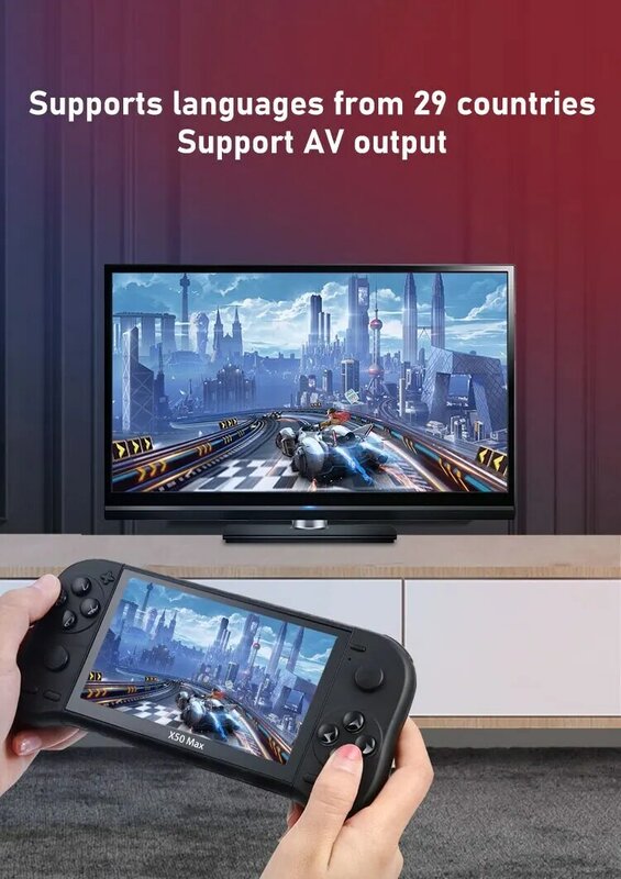 Vilcorn X50-MAX คอนโซลมือถือขนาด5.1นิ้วรองรับเอาต์พุตทีวีเครื่องเล่นเกมคอนโซลวิดีโอเกมแบบพกพาย้อนยุคสำหรับ PS1 GBA