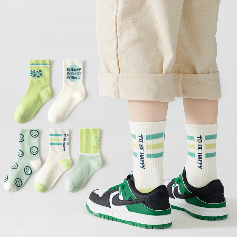 5 pair/lot Children Socks Autumn Winter Trendy Cotton Socks for Boys Girls Mid Length Outdoor Travel Sports Socks