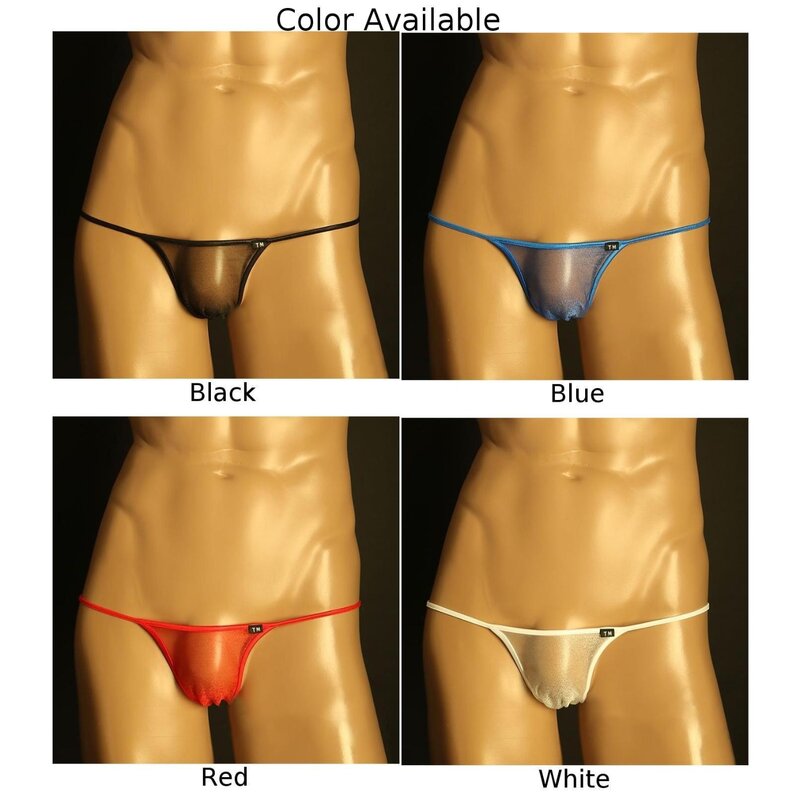 Roupa Interior Masculina Low Rise G-String, Lingerie Sexy com Camiseta, Cuecas Stretchy Boas, Ver Através da Tanga, Mini Cuecas Sheer Pouch, 2022