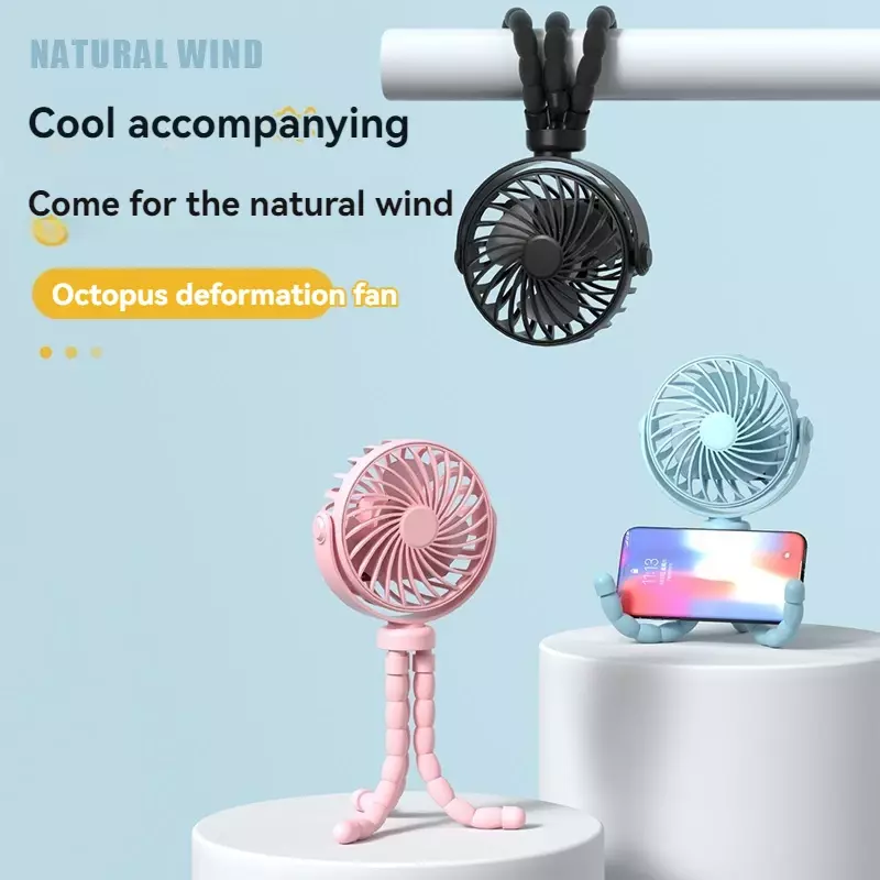 2024 New Octopus Handheld Mini Fan Suitable for Multiple Scenes Can Wrap and Fix Natural Wind Rechargeable Portable Fan