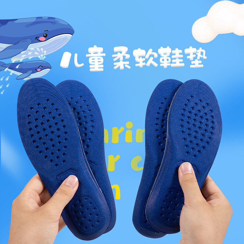 Plantillas de cuero genuino para niños y niñas, herramienta de cuidado de pies EVA transpirable, ligero y suave cojín, almohadillas para zapatos deportivos
