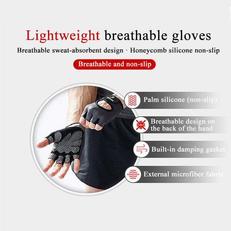 Guantes deportivos para levantamiento de pesas, guantes de medio dedo para gimnasio, ciclismo al aire libre, 1 par
