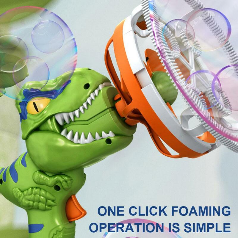 Cartoon Dinosaur Bubble Blower Toy, Hand-Held Dinosaur Fan, brinquedos ao ar livre, moda