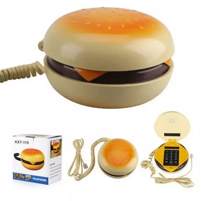 [Lucu] CB2 baru tahan lama Juno Hamburger Burger Burger Corded telepon baru benar-benar telepon model roti telepon hadiah lucu
