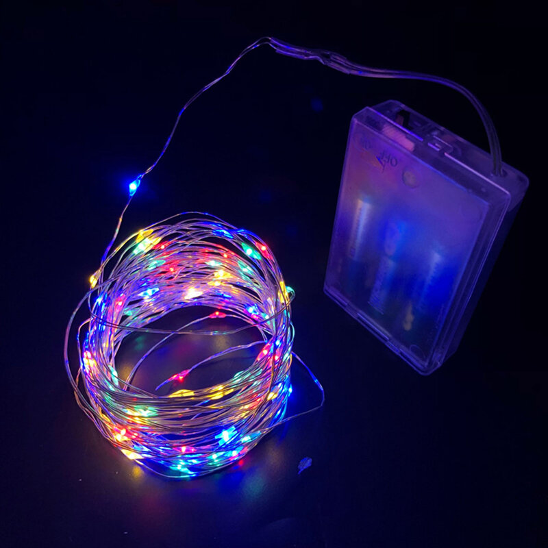 Guirnalda de alambre de cobre para Navidad, guirnalda de luces LED de hadas con batería, para fiesta, boda, 1m/2m/3m/5m/10m