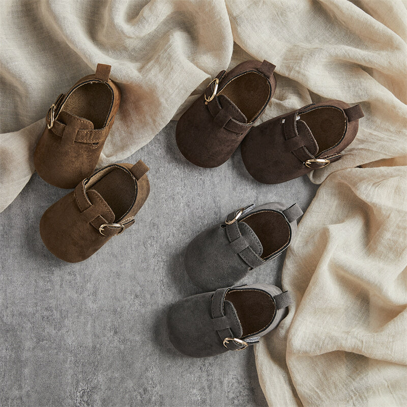 Туфли Tregren для новорожденных 0-18 месяцев, мягкая бычья замшевая подошва, Резиновые Нескользящие, для первых шагов, повседневная обувь на плоской подошве для мальчиков и девочек