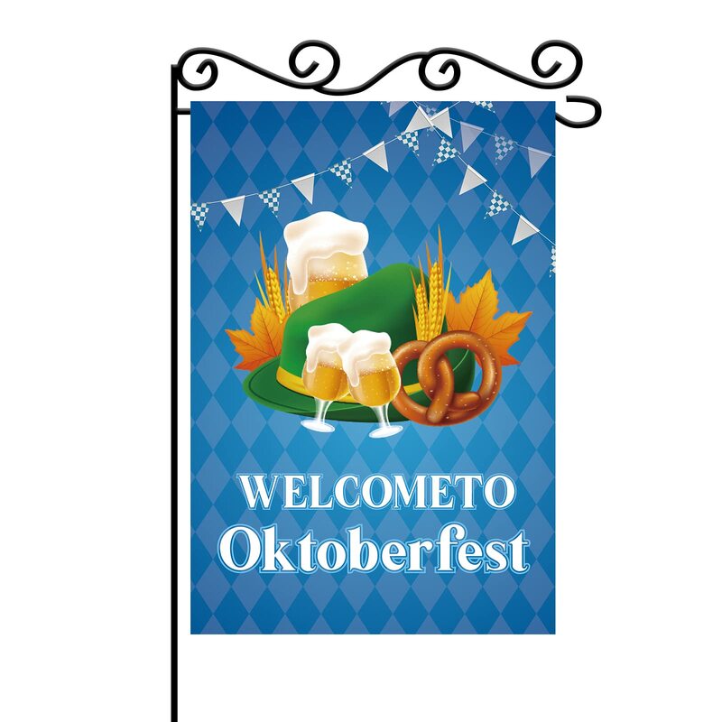 Welcome To Oktoberfest Garden Flag Bavarian Beer Mug House Flag Double Sided Celebration Yard Outdoor Decoration for Patio Lawn