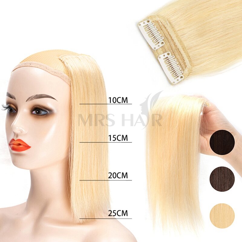 MRS HAIR Real Human Hair Clip in Extentions Invisible Seamless Add Top/Side Volume For Short Hair 10-30cm #2 1B 613 60 Hairpiece