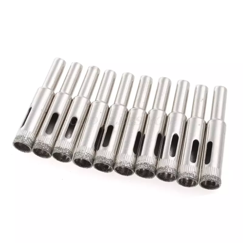 New 10Pcs 5mm 6mm 8mm 10mm 12mm Diamond Coated Drill Bits Hole Saw Glass Tile Ceramic Marble Drop Shipping
