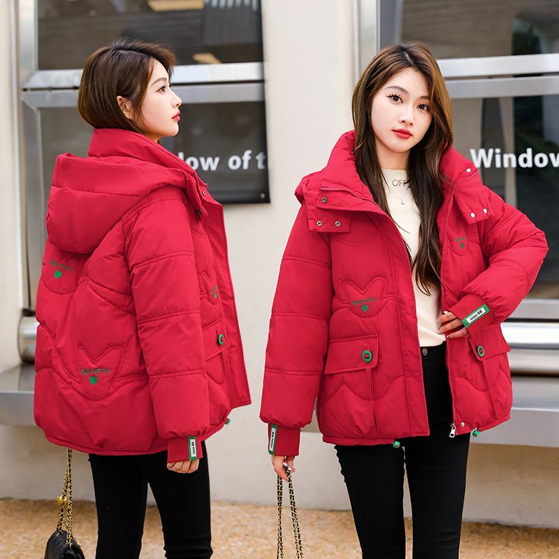 2023 New Women Down Cotton Coat Winter Jacket Female Short Parkas Loose Thick Outwear Hooded Leisure Time Versatile Overcoat