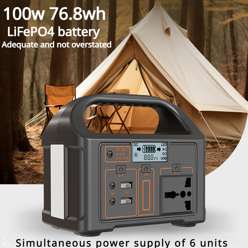 100W Draagbare Krachtcentrale 110V/200V Zonne-Energie Powerstation Lifepo4 Batterij Outdoor Camping Ultralichte Voeding 78.6wh Ac/Dc