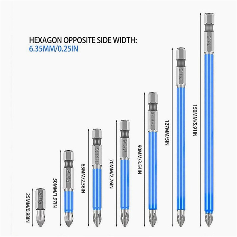 14pcs Magnetic Screwdriver Bits With Hex Shank PH2 S2 Alloy Steel Drill Bit Set For Woodworking Mechanical Manufacturing