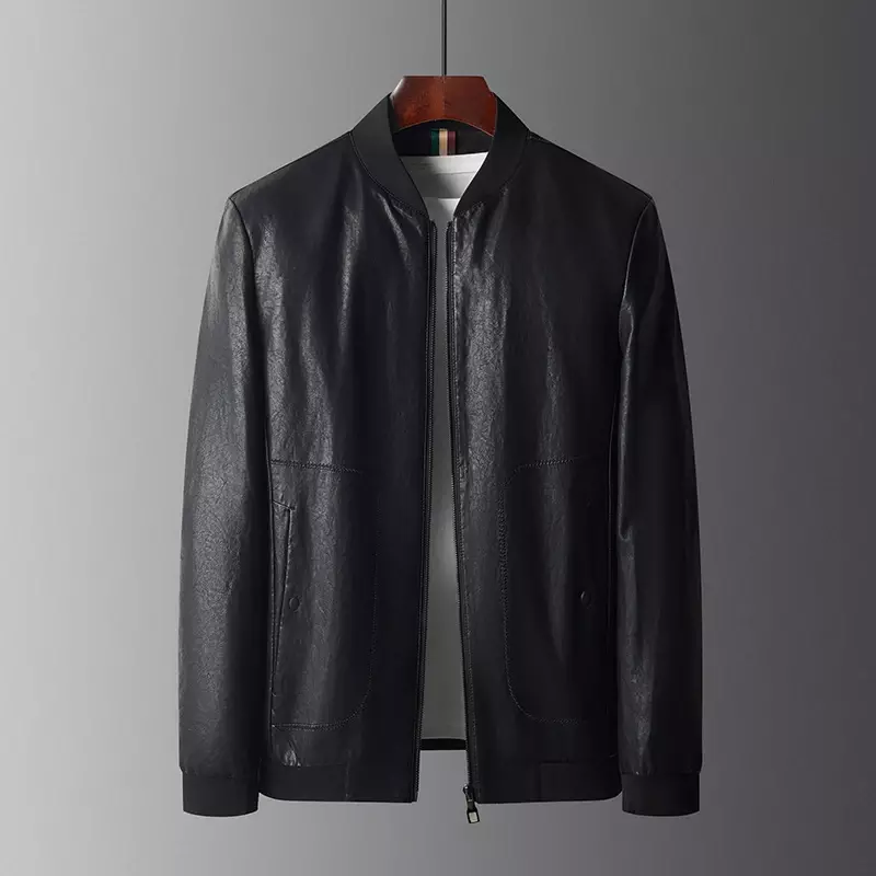Spring Autumn New Genuine Leather Clothes Men's Short Slim Korean Style Baseball Collar Leather Jacket Casual Fashionable Jacket