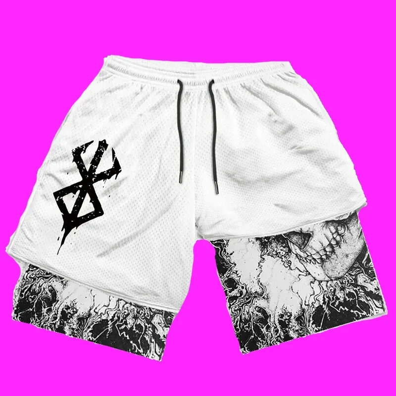 New Summer Men Streetwear Anime High Waist Oversize Breathable Gym Short Pants Training Fitness Workout Track Shorts Clothes