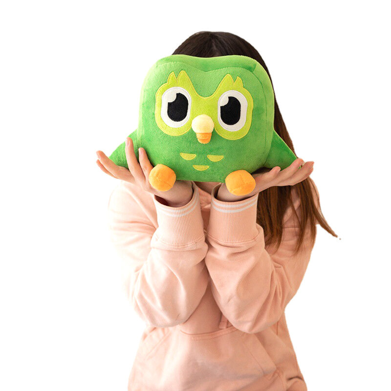 Zielony Duolingo sowa pluszowa zabawka duet Plushie duetu kreskówka sowa Anime lalka sowa miękkie wypchane zwierzę prezent urodzinowy dla dzieci