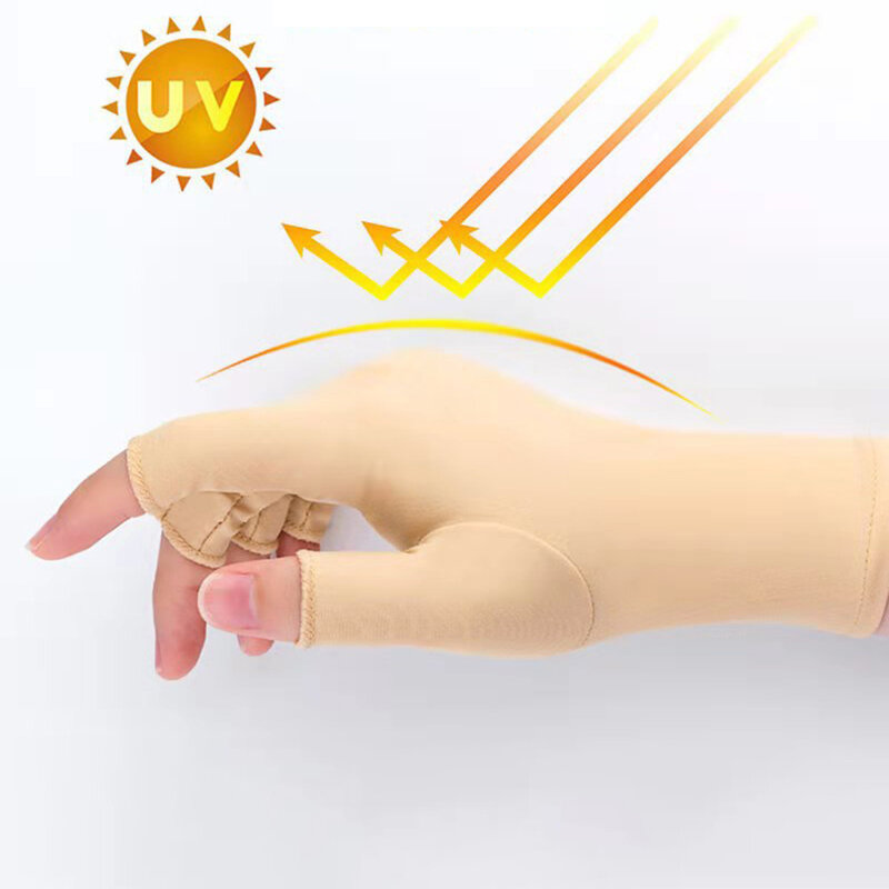 Luvas De Meio Dedos Verão Respirável Fino Semi-Dedo Condução Luva Protetor Solar Anti-Uv Luva Sem Dedos Luvas De Elasticidade
