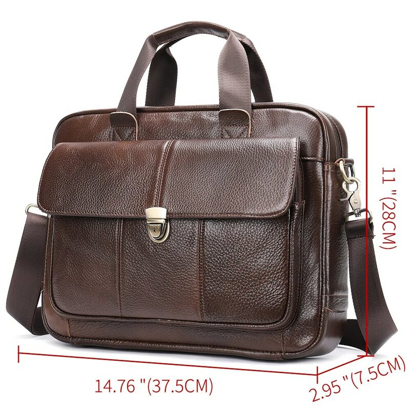 Men's Briefcase Genuine Leather Laptop Bag 14 Men's Leather Handbags Office Bag for Men Porte Document Bags for Man 315