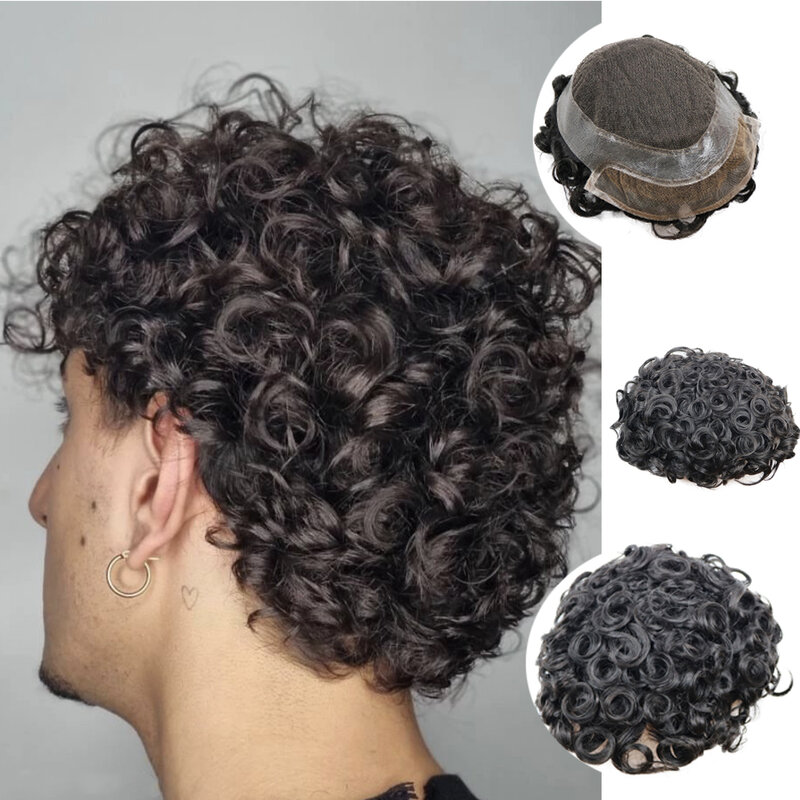 Прозрачный голливудский кружевной парик для мужчин, супер прочный дышащий, сменная система человеческих волос, протез капиллярный, 24 мм